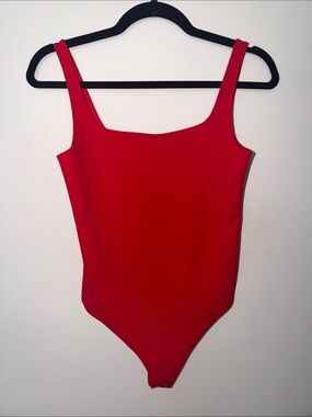Express Vibrant Red Scoop Neck Bodysuit